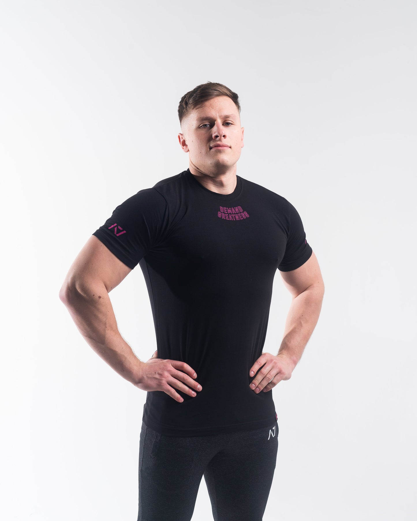 DG23 Flamingo is our new meet shirt design highlighting Demand Greatness with a double outline font to showcase your impact on the platform. The DG23 Meet Shirt is IPF Approved. Shop the full A7 Powerlifting IPF Approved Equipment collection. The IPF Approved Kit includes Powerlifting Singlet, A7 Meet Shirt, A7 Zebra Wrist Wraps, A7 Deadlift Socks, Hourglass Knee Sleeves (Stiff Knee Sleeves and Rigor Mortis Knee Sleeves). All A7 Powerlifting Equipment shipping to UK, Norway, Switzerland and Iceland.