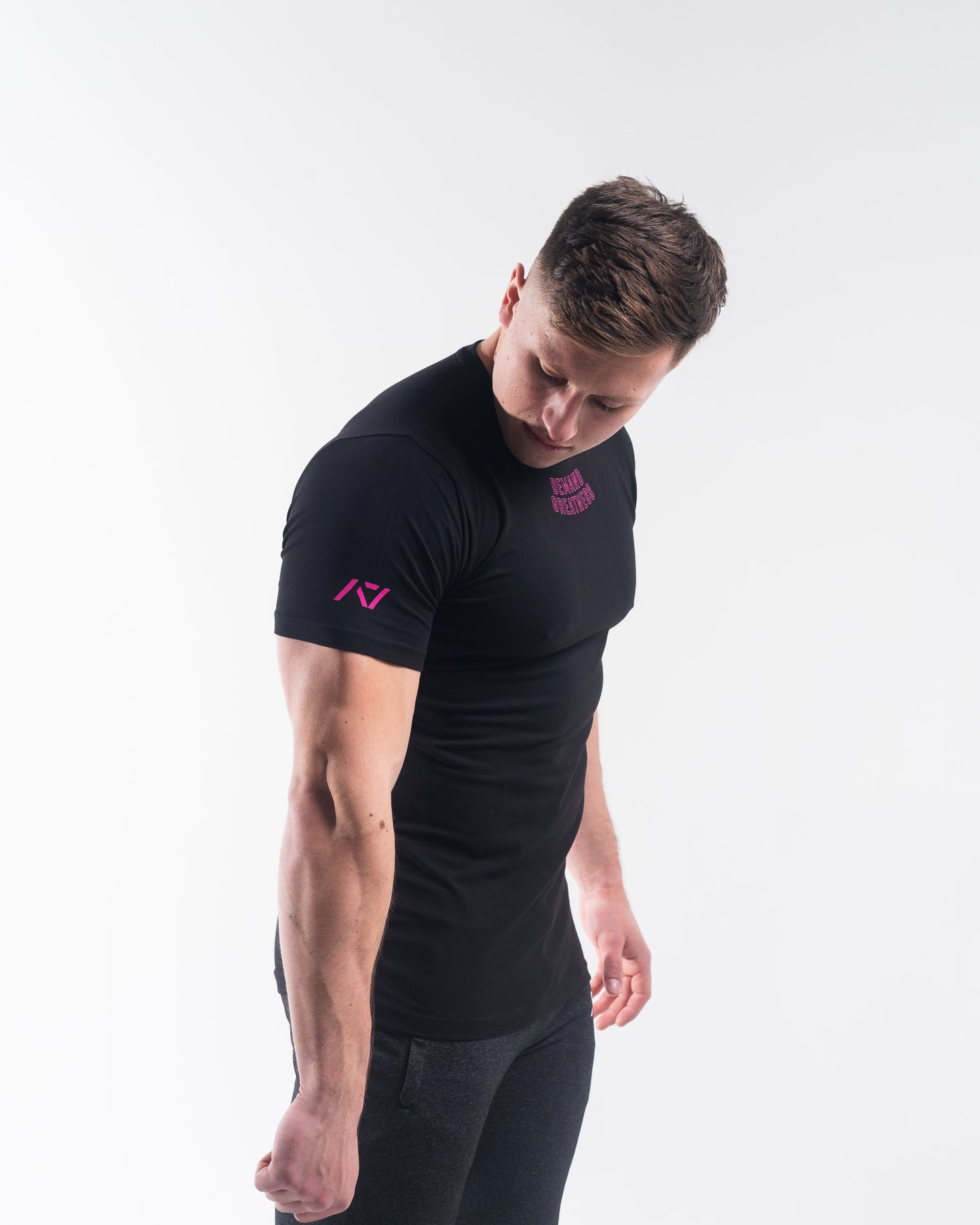 DG23 Flamingo is our new meet shirt design highlighting Demand Greatness with a double outline font to showcase your impact on the platform. The DG23 Meet Shirt is IPF Approved. Shop the full A7 Powerlifting IPF Approved Equipment collection. The IPF Approved Kit includes Powerlifting Singlet, A7 Meet Shirt, A7 Zebra Wrist Wraps, A7 Deadlift Socks, Hourglass Knee Sleeves (Stiff Knee Sleeves and Rigor Mortis Knee Sleeves). All A7 Powerlifting Equipment shipping to UK, Norway, Switzerland and Iceland.