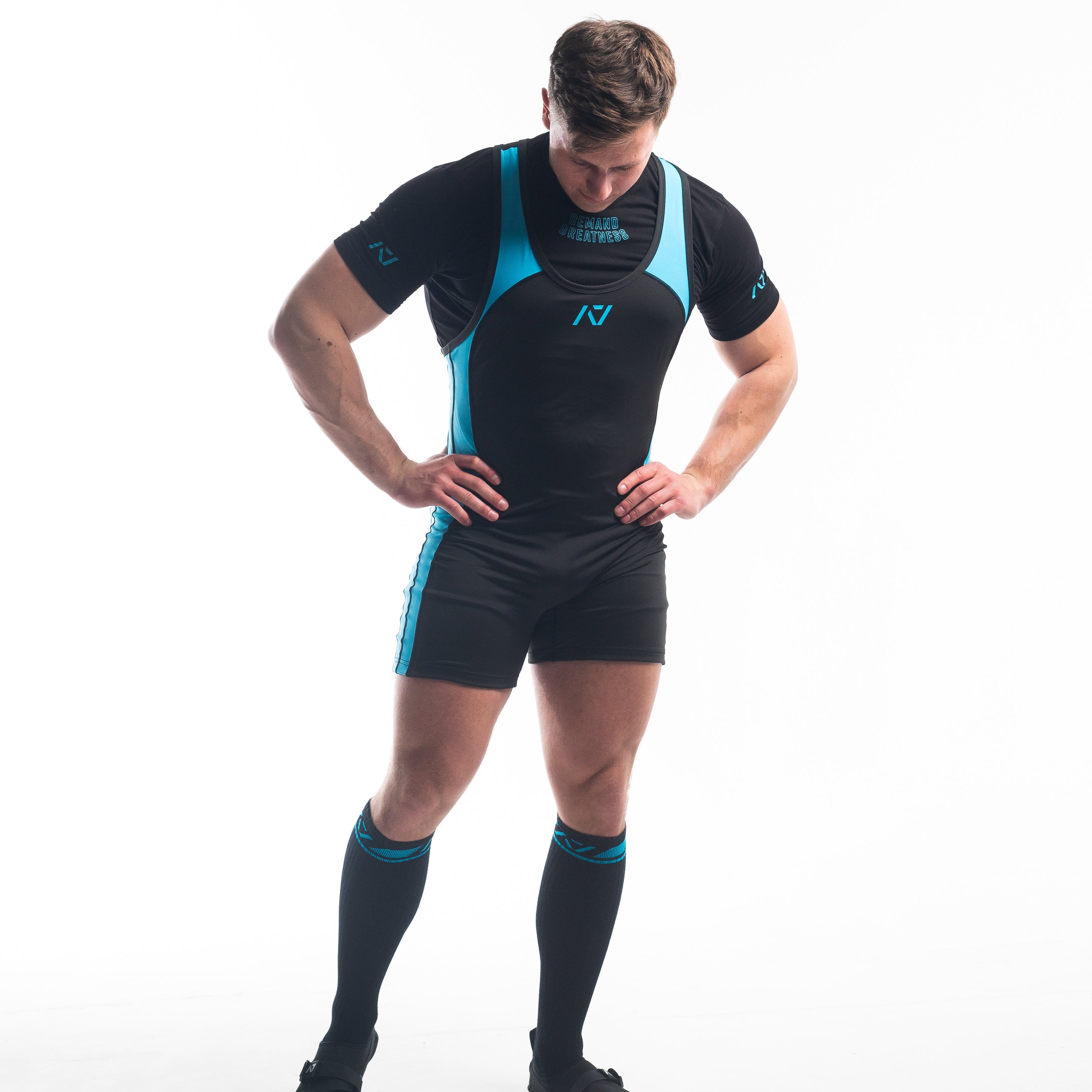 A7 IPF Approved Azul Luno singlet features extra lat mobility, side panel stitching to guide the squat depth level and curved panel design for a slimming look. The Women's cut singlet features a tapered waist and additional quad room. The IPF Approved Kit includes Luno Powerlifting Singlet, A7 Meet Shirt, A7 Deadlift Socks, Hourglass Knee Sleeves (Stiff Knee Sleeves and Rigor Mortis Knee Sleeves). All A7 Powerlifting Equipment shipping to UK, Norway, Switzerland and Iceland.