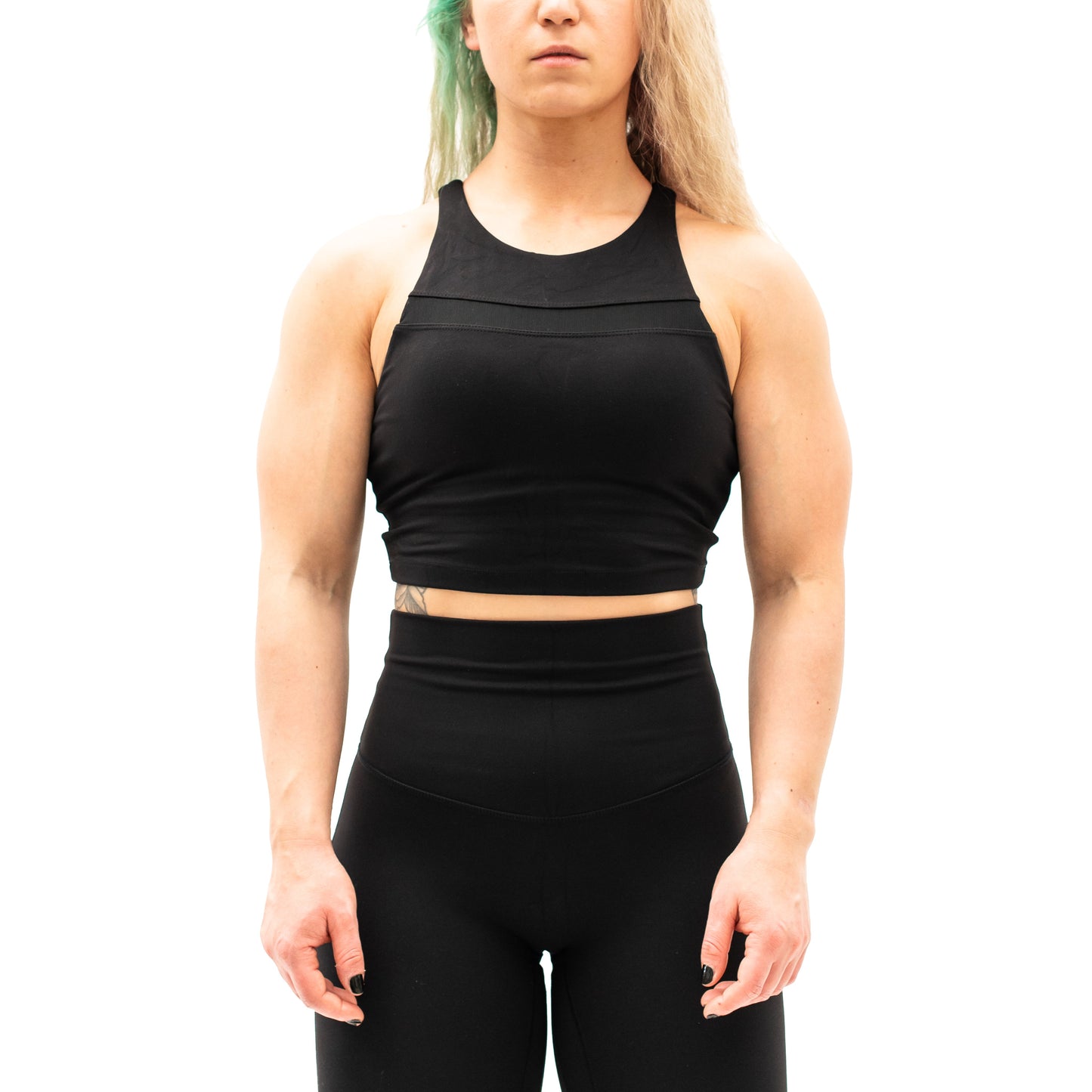 A7 XO Hew Sports Bra or Crop was designed with an active lifestyle in mind. This sports bra is double-lined and offers high-impact support. We minimized the stitching lines and thickened the straps on this sports bra to ensure complete comfort during all your workouts. XO Hew matching crop and leggings are part of a matching gym set from A7. A7 Womenβs Sports Bra is a Bra for Powerlifting. Purchase A7 Sports Bra from A7 UK Shipping to UK.