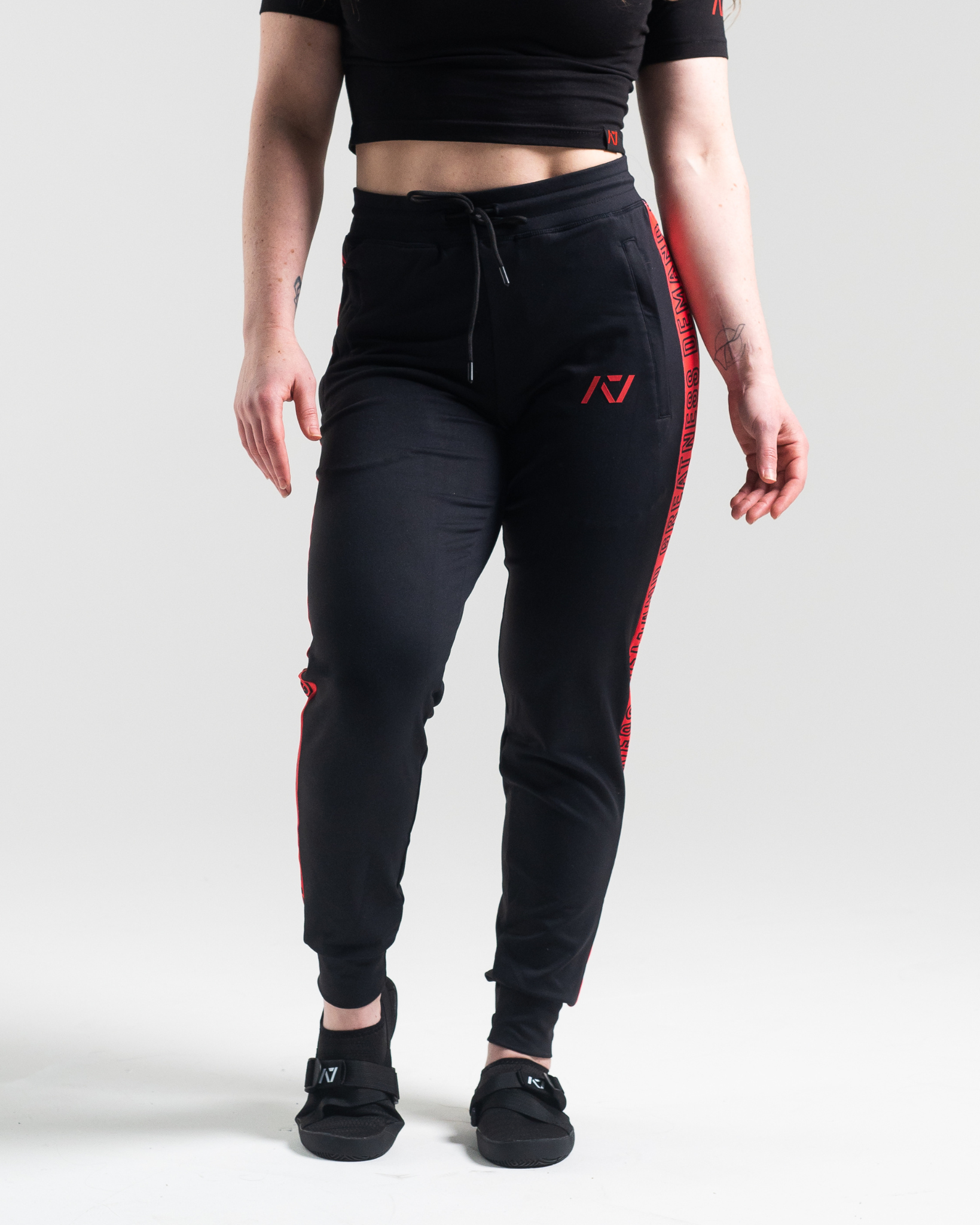 Black and best sale red joggers womens