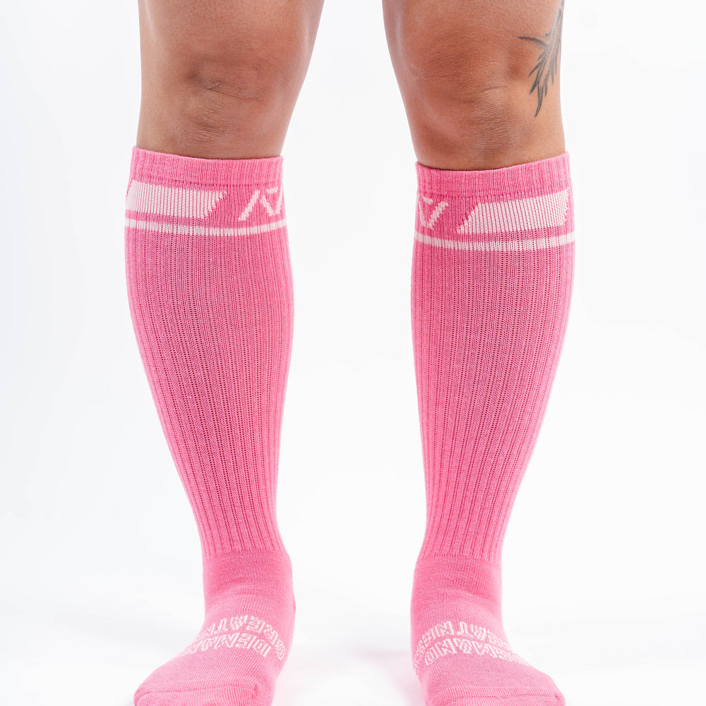 A7 Roseite deadlift socks are designed specifically for pulls and keep your shins protected from scrapes. A7 deadlift socks are a perfect pair to wear in training or powerlifting competition. The A7 IPF Approved Kit includes Powerlifting Singlet, A7 Meet Shirt, A7 Zebra Wrist Wraps, A7 Deadlift Socks, Hourglass Knee Sleeves (Stiff Knee Sleeves and Rigor Mortis Knee Sleeves). All A7 Powerlifting Equipment shipping to UK, Norway, Switzerland and Iceland.