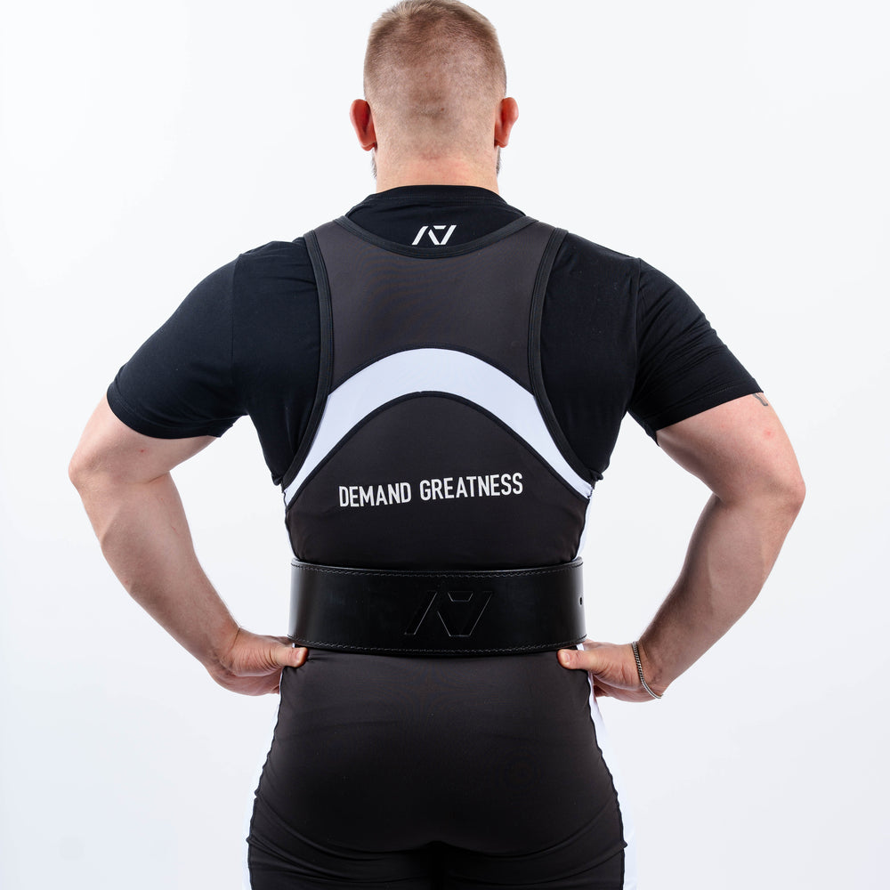 A7 IPF Approved Domino Rausch singlet features extra lat mobility, side panel stitching to guide the squat depth level and curved panel design for a slimming look. The IPF Approved Kit includes Rausch Powerlifting Singlet, A7 Meet Shirt, A7 Zebra Wrist Wraps, A7 Deadlift Socks, Hourglass Knee Sleeves (Stiff and Rigor Mortis Knee Sleeves). All A7 Powerlifting Equipment shipping to UK, Norway, Switzerland and Iceland.