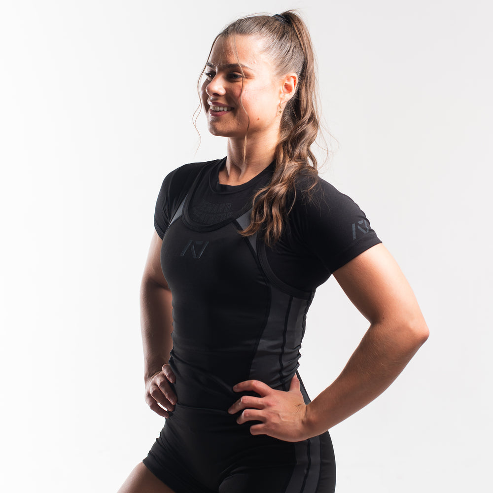 
                      
                        A7 IPF Approved Shadow Stone Luno singlet features extra lat mobility, side panel stitching to guide the squat depth level and curved panel design for a slimming look. The Women's cut singlet features a tapered waist and additional quad room. The IPF Approved Kit includes Luno Powerlifting Singlet, A7 Meet Shirt, A7 Zebra Wrist Wraps, A7 Deadlift Socks, Hourglass Knee Sleeves (Stiff Knee Sleeves and Rigor Mortis Knee Sleeves). All A7 Powerlifting Equipment shipping to UK, Norway, Switzerland and Iceland.
                      
                    