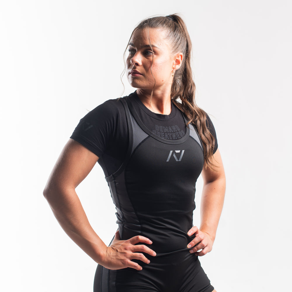 
                      
                        A7 IPF Approved Shadow Stone Luno singlet features extra lat mobility, side panel stitching to guide the squat depth level and curved panel design for a slimming look. The Women's cut singlet features a tapered waist and additional quad room. The IPF Approved Kit includes Luno Powerlifting Singlet, A7 Meet Shirt, A7 Zebra Wrist Wraps, A7 Deadlift Socks, Hourglass Knee Sleeves (Stiff Knee Sleeves and Rigor Mortis Knee Sleeves). All A7 Powerlifting Equipment shipping to UK, Norway, Switzerland and Iceland.
                      
                    