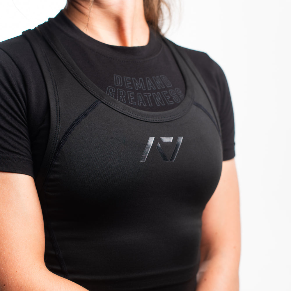 
                      
                        A7 IPF Approved Stealth Luno singlet features extra lat mobility, side panel stitching to guide the squat depth level and curved panel design for a slimming look. The Women's cut singlet features a tapered waist and additional quad room. The IPF Approved Kit includes Luno Powerlifting Singlet, A7 Meet Shirt, A7 Zebra Wrist Wraps, A7 Deadlift Socks, Hourglass Knee Sleeves (Stiff Knee Sleeves and Rigor Mortis Knee Sleeves). All A7 Powerlifting Equipment shipping to UK, Norway, Switzerland and Iceland.
                      
                    