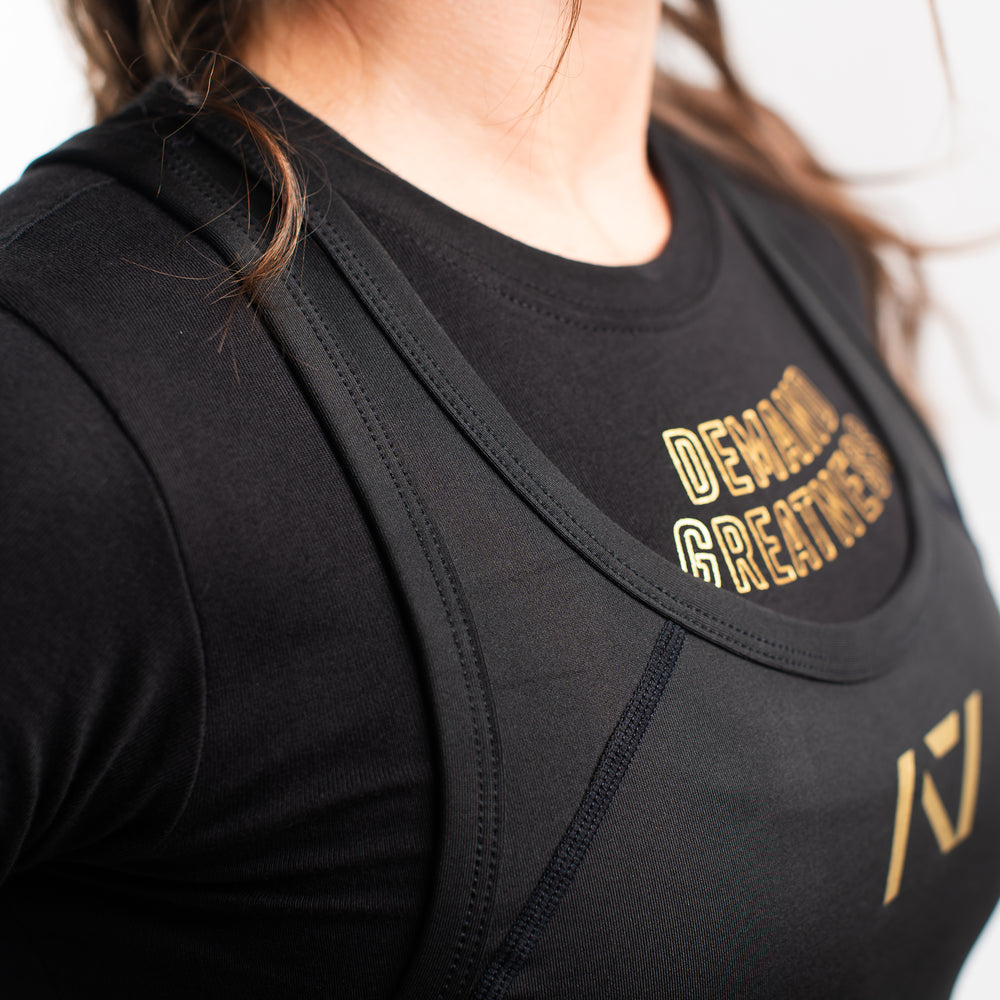 
                      
                        A7 IPF Approved Gold Standard Luno singlet features extra lat mobility, side panel stitching to guide the squat depth level and curved panel design for a slimming look. The Women's cut singlet features a tapered waist and additional quad room. The IPF Approved Kit includes Luno Powerlifting Singlet, A7 Meet Shirt, A7 Zebra Wrist Wraps, A7 Deadlift Socks, Hourglass Knee Sleeves (Stiff Knee Sleeves and Rigor Mortis Knee Sleeves). All A7 Powerlifting Equipment shipping to UK, Norway, Switzerland and Iceland.
                      
                    