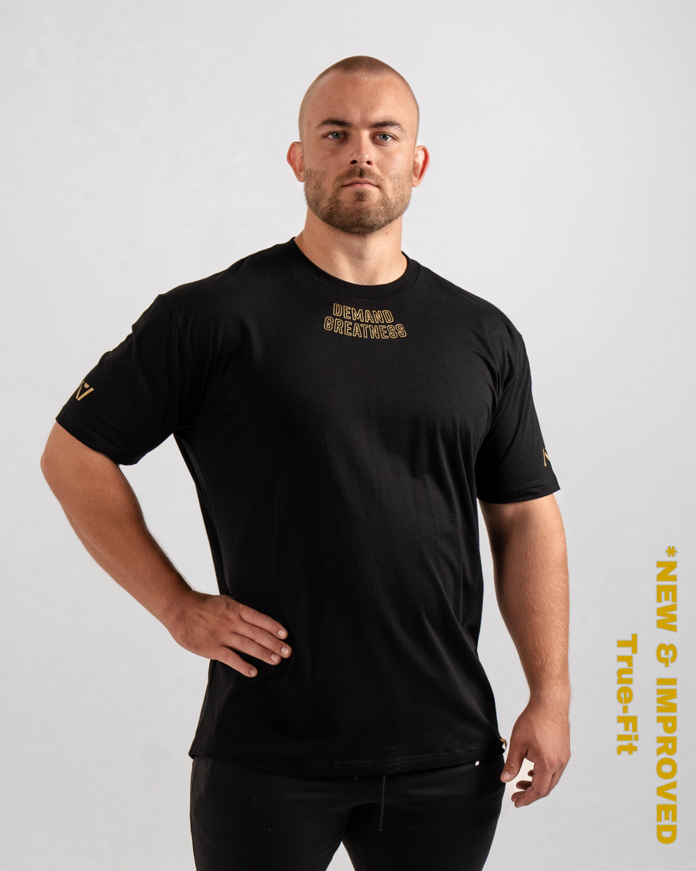 Demand Greatness True-Fit Gold Standard is our new meet shirt design highlighting Demand Greatness with a double outline font to showcase your impact on the platform. The Shirt is IPF Approved. Shop the full A7 Powerlifting IPF Approved Equipment collection. The IPF Approved Kit includes Powerlifting Singlet, A7 Meet Shirt, A7 Zebra Wrist Wraps, A7 Deadlift Socks, Hourglass Knee Sleeves (Stiff and Rigor Mortis Knee Sleeves). All A7 Powerlifting Equipment shipping to UK, Norway, Switzerland and Iceland.