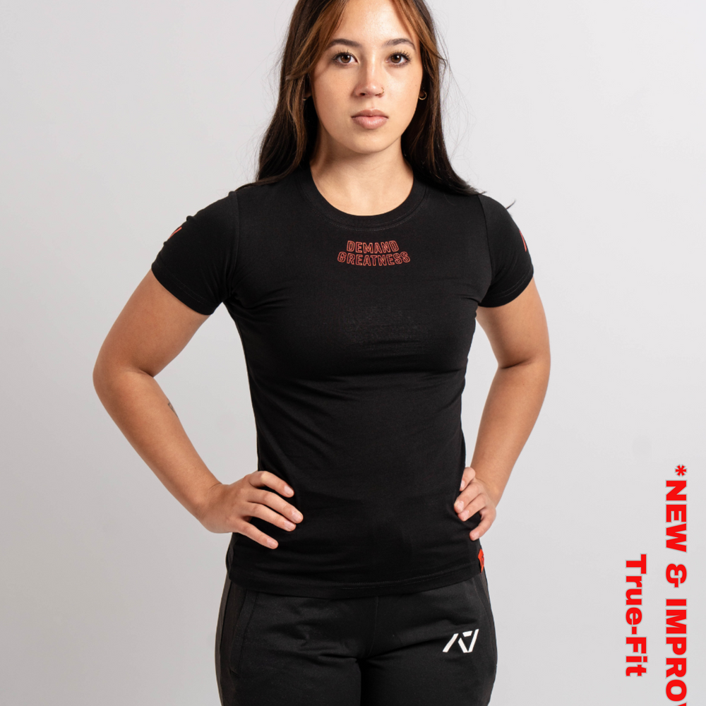 Demand Greatness True-Fit Red Dawn is our new meet shirt design highlighting Demand Greatness with a double outline font to showcase your impact on the platform. The Shirt is IPF Approved. Shop the full A7 Powerlifting IPF Approved Equipment collection. The IPF Approved Kit includes Powerlifting Singlet, A7 Meet Shirt, A7 Zebra Wrist Wraps, A7 Deadlift Socks, Hourglass Knee Sleeves (Stiff and Rigor Mortis Knee Sleeves). All A7 Powerlifting Equipment shipping to UK, Norway, Switzerland and Iceland.