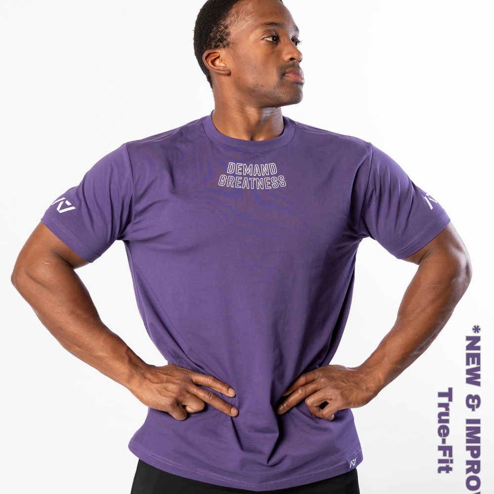 
                      
                        Demand Greatness True-Fit Men's Meet Shirt - IPF Approved - Purple
                      
                    