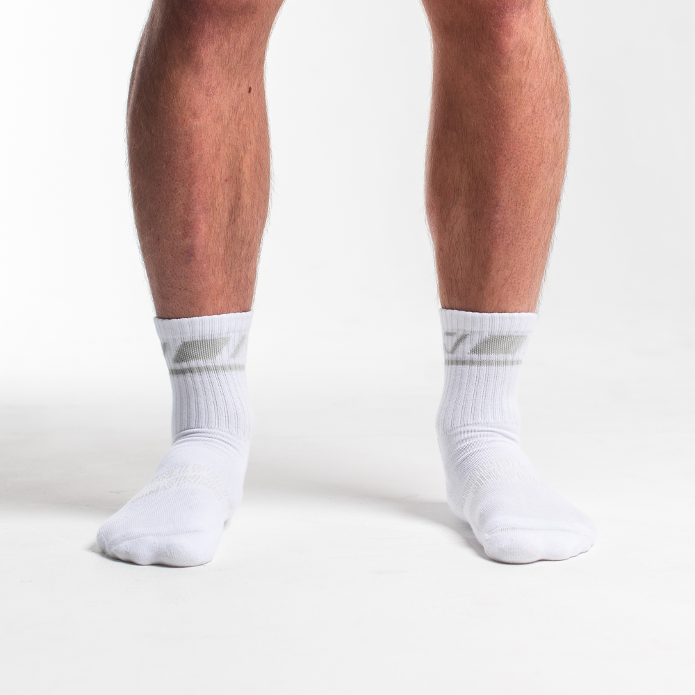 A7 Polar Crew socks showcase light grey logos and let your energy show on the platform, in your training or while out and about. The IPF Approved Polar Meet Kit includes Powerlifting Singlet, A7 Meet Shirt, A7 Zebra Wrist Wraps, A7 Deadlift Socks, Hourglass Knee Sleeves (Stiff Knee Sleeves and Rigor Mortis Knee Sleeves). All A7 Powerlifting Equipment shipping to UK, Norway, Switzerland and Iceland.