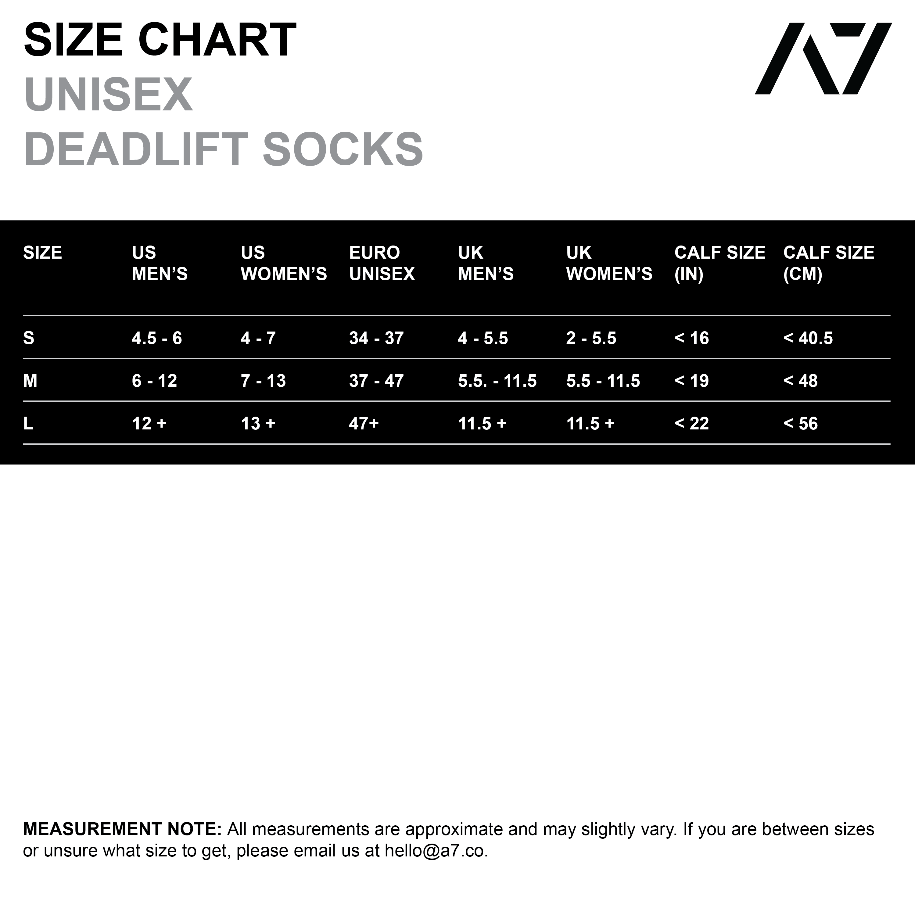 A7 Ivory Rose deadlift socks are designed specifically for pulls and keep your shins protected from scrapes. A7 deadlift socks are a perfect pair to wear in training or powerlifting competition. The A7 IPF Approved Kit includes Powerlifting Singlet, A7 Meet Shirt, A7 Zebra Wrist Wraps, A7 Deadlift Socks, Hourglass Knee Sleeves (Stiff Knee Sleeves and Rigor Mortis Knee Sleeves). All A7 Powerlifting Equipment shipping to UK, Norway, Switzerland and Iceland.