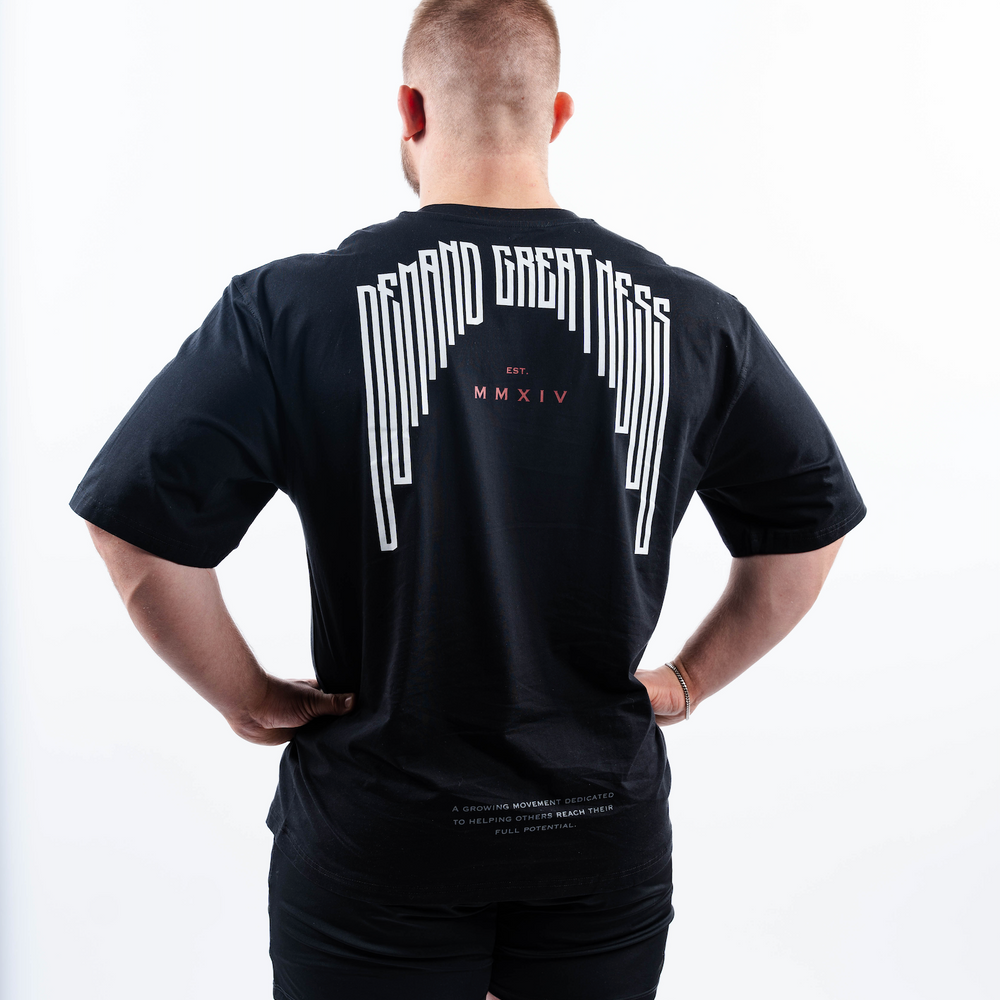 
                      
                        Eclipse DG is a fresh designs you’ll want in your collection! This Over-Fit tee has our mantra "Demand Greatness" printed across the back, as a reminder of why we do what we do. All A7 Powerlifting Equipment shipping to UK, Norway, Switzerland and Iceland.
                      
                    