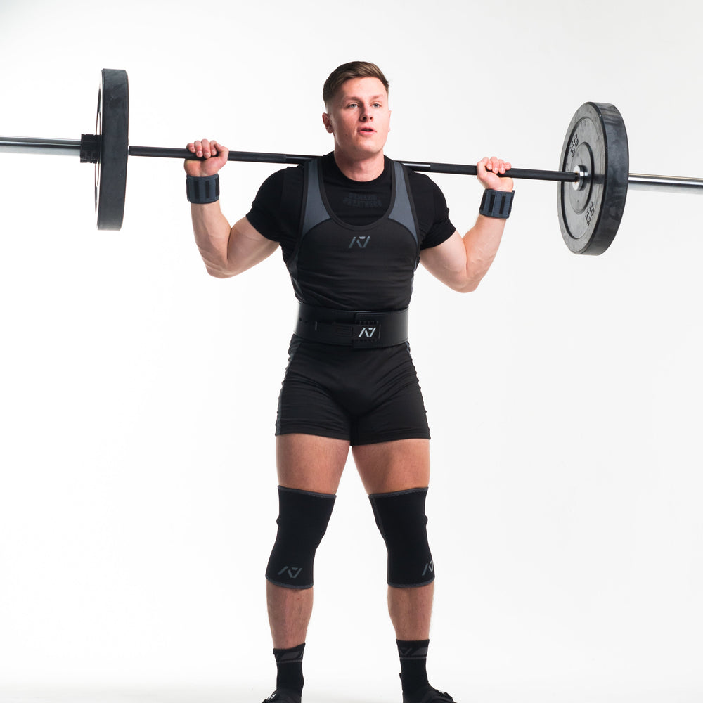 
                      
                        A7 Shadow Stone Crew socks showcase dark grey logos to keep contrast at a minimum and let your energy show on the platform, in your training or while out and about. The IPF Approved Shadow Stone Meet Kit includes Powerlifting Singlet, A7 Meet Shirt, A7 Zebra Wrist Wraps, A7 Deadlift Socks, Hourglass Knee Sleeves (Stiff Knee Sleeves and Rigor Mortis Knee Sleeves). All A7 Powerlifting Equipment shipping to UK, Norway, Switzerland and Iceland.
                      
                    