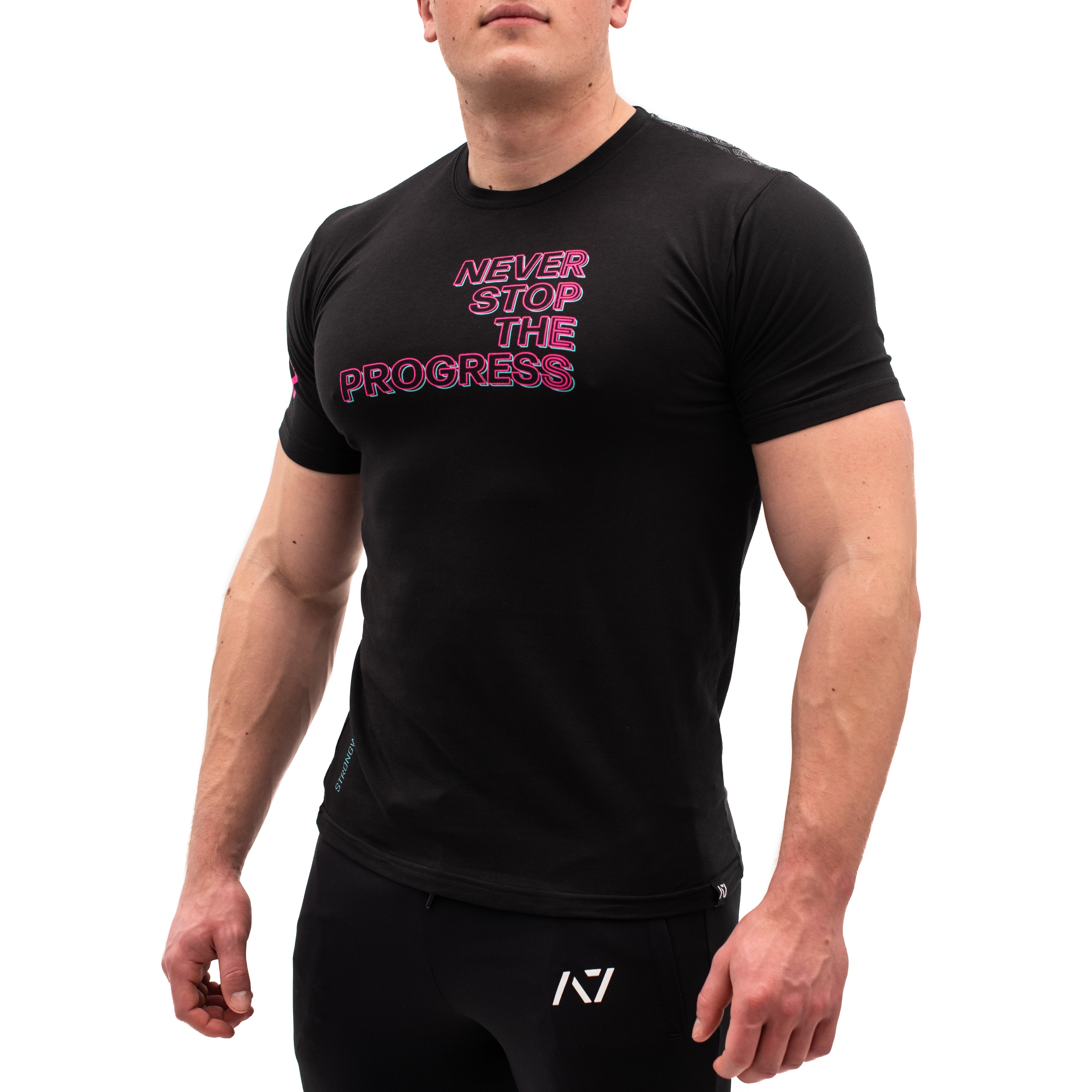 RPES Bar Grip T-shirt, great as a squat shirt. Purchase RPES Bar Grip tshirt UK from A7 UK. Purchase RPES Bar Grip Shirt in Europe from A7 UK. No more chalk and no more sliding. Best Bar Grip Tshirts, shipping to UK and Europe from A7 UK. RPES is our classic black on black shirt design! The best Powerlifting apparel for all your workouts. Available in UK and Europe including France, Italy, Germany, Sweden and Poland