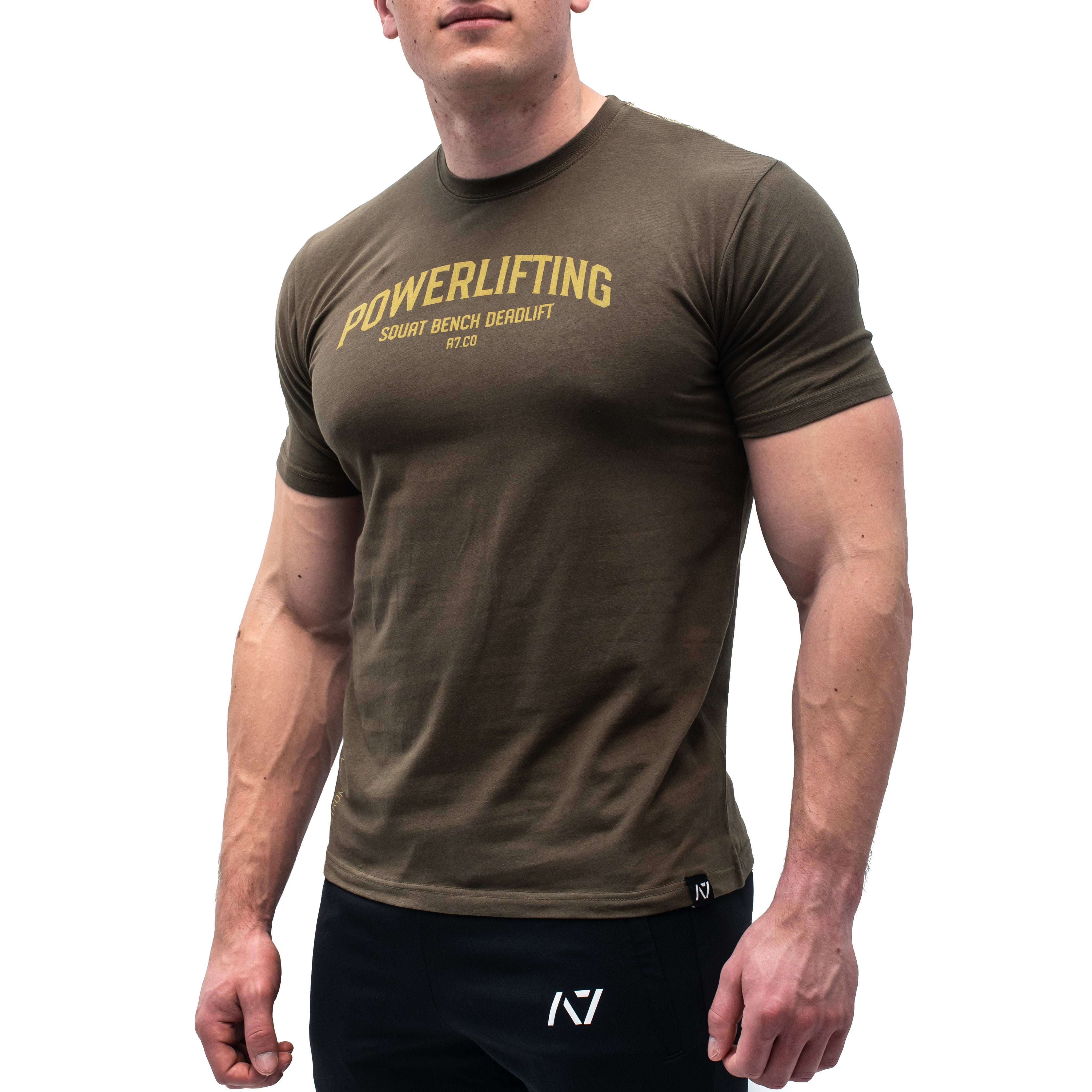 Powerlifting Military Bar Grip T-shirt, great as a squat shirt. Purchase Powerlifting Military Bar Grip tshirt UK from A7 UK or A7 Europe. No more chalk and no more sliding. Best Bar Grip Tshirts, shipping to UK and Europe from A7 UK or A7 Europe. The best Powerlifting apparel for all your workouts. Available in UK and Europe including France, Italy, Germany, Sweden and Poland