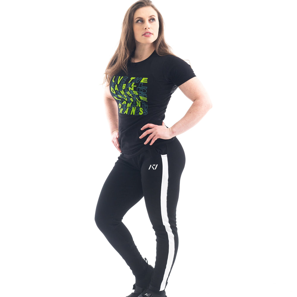 
                      
                        VorText Alien Women's Bar Grip Shirt. Make a stand on the platform as you continue to approach perfection to prove you are not of this world. Whether pressing, pulling, squatting or any other variational movement the knurling is always there. The silicone bar grip helps with slippery commercial benches and bars and anchors the barbell to your back. All A7 Powerlifting Equipment shipping to UK, Norway, Switzerland and Iceland.
                      
                    