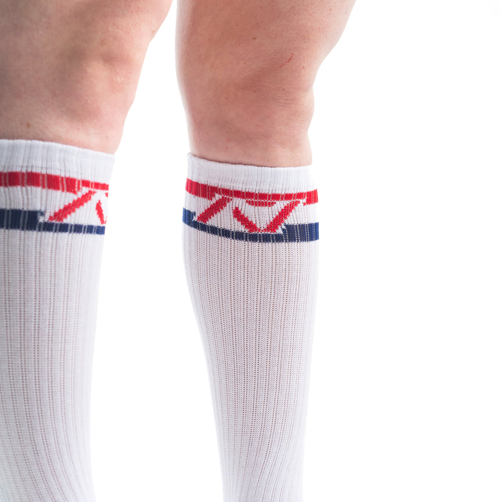 
                      
                        A7 RWB Crew socks showcase redm, white and blue logos and let your energy show on the platform, in your training or while out and about. The IPF Approved Night Light Meet Kit includes Powerlifting Singlet, A7 Meet Shirt, A7 Zebra Wrist Wraps, A7 Deadlift Socks, Hourglass Knee Sleeves (Stiff Knee Sleeves and Rigor Mortis Knee Sleeves). All A7 Powerlifting Equipment shipping to UK, Norway, Switzerland 
                      
                    