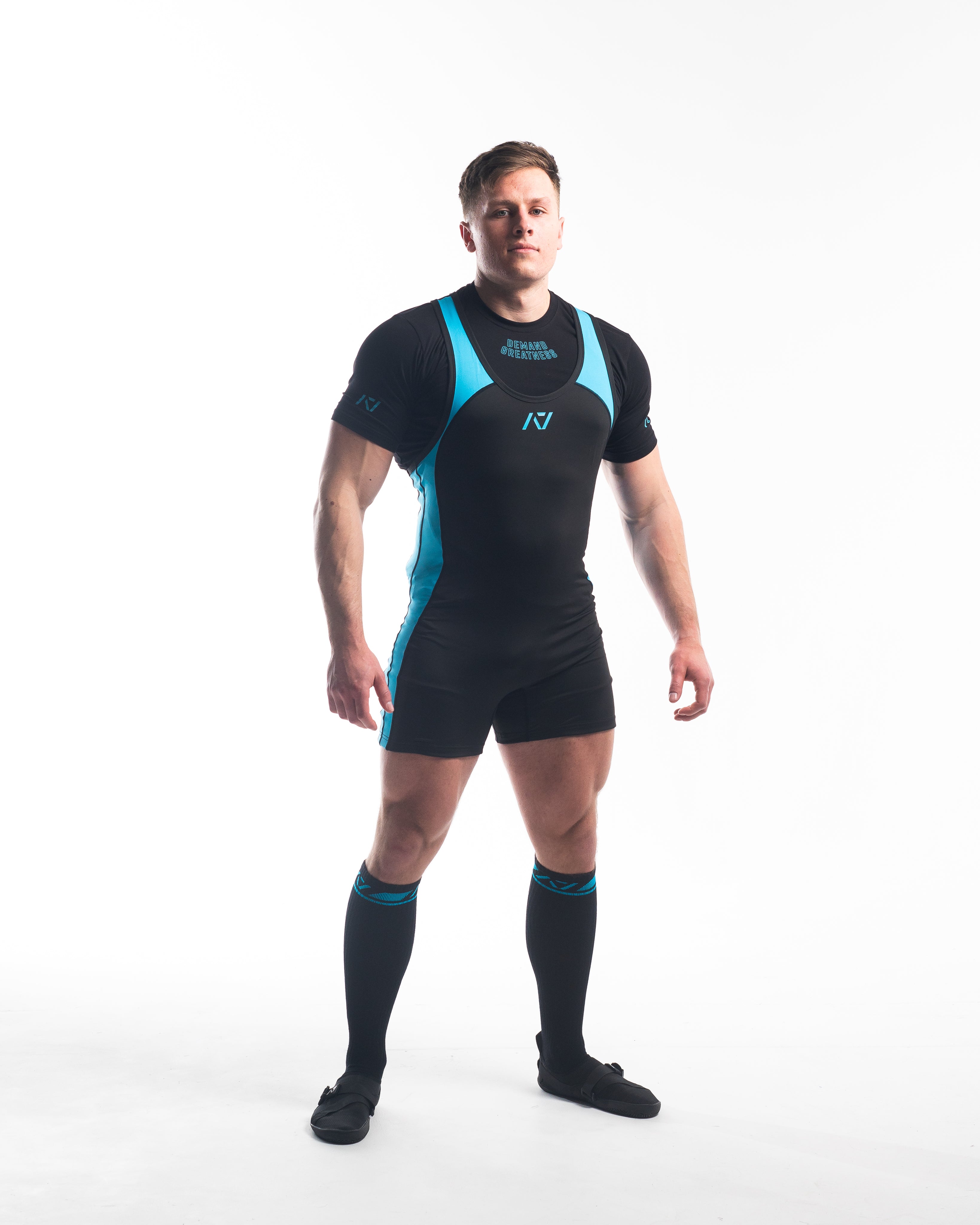 A7 IPF Approved Azul Luno singlet features extra lat mobility, side panel stitching to guide the squat depth level and curved panel design for a slimming look. The Women's cut singlet features a tapered waist and additional quad room. The IPF Approved Kit includes Luno Powerlifting Singlet, A7 Meet Shirt, A7 Deadlift Socks, Hourglass Knee Sleeves (Stiff Knee Sleeves and Rigor Mortis Knee Sleeves). All A7 Powerlifting Equipment shipping to UK, Norway, Switzerland and Iceland.