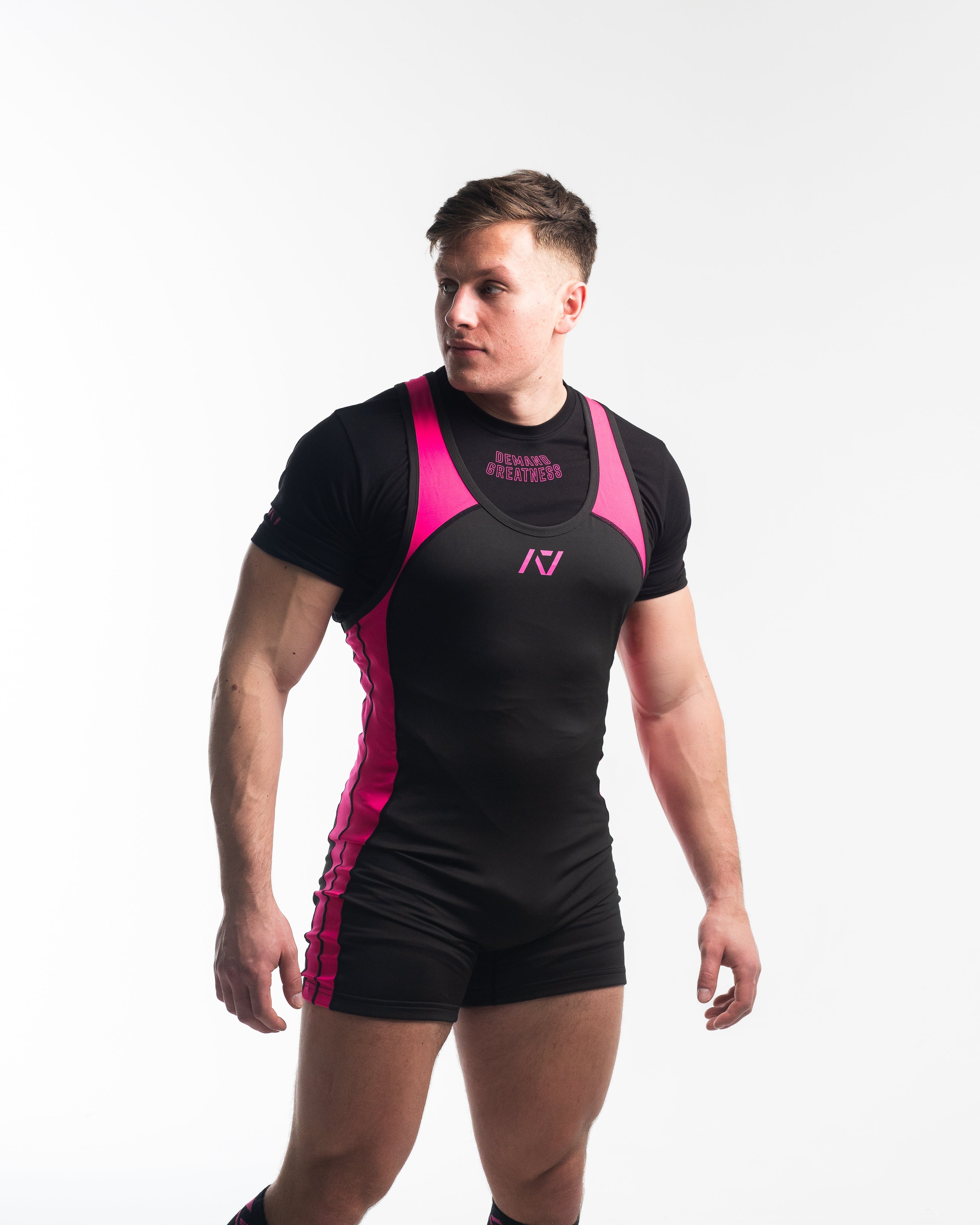 A7 IPF Approved Flamingo Luno singlet features extra lat mobility, side panel stitching to guide the squat depth level and curved panel design for a slimming look. The Women's cut singlet features a tapered waist and additional quad room. The IPF Approved Kit includes Luno Powerlifting Singlet, A7 Meet Shirt, A7 Zebra Wrist Wraps, A7 Deadlift Socks, Hourglass Knee Sleeves (Stiff Knee Sleeves and Rigor Mortis Knee Sleeves). All A7 Powerlifting Equipment shipping to UK, Norway, Switzerland and Iceland.