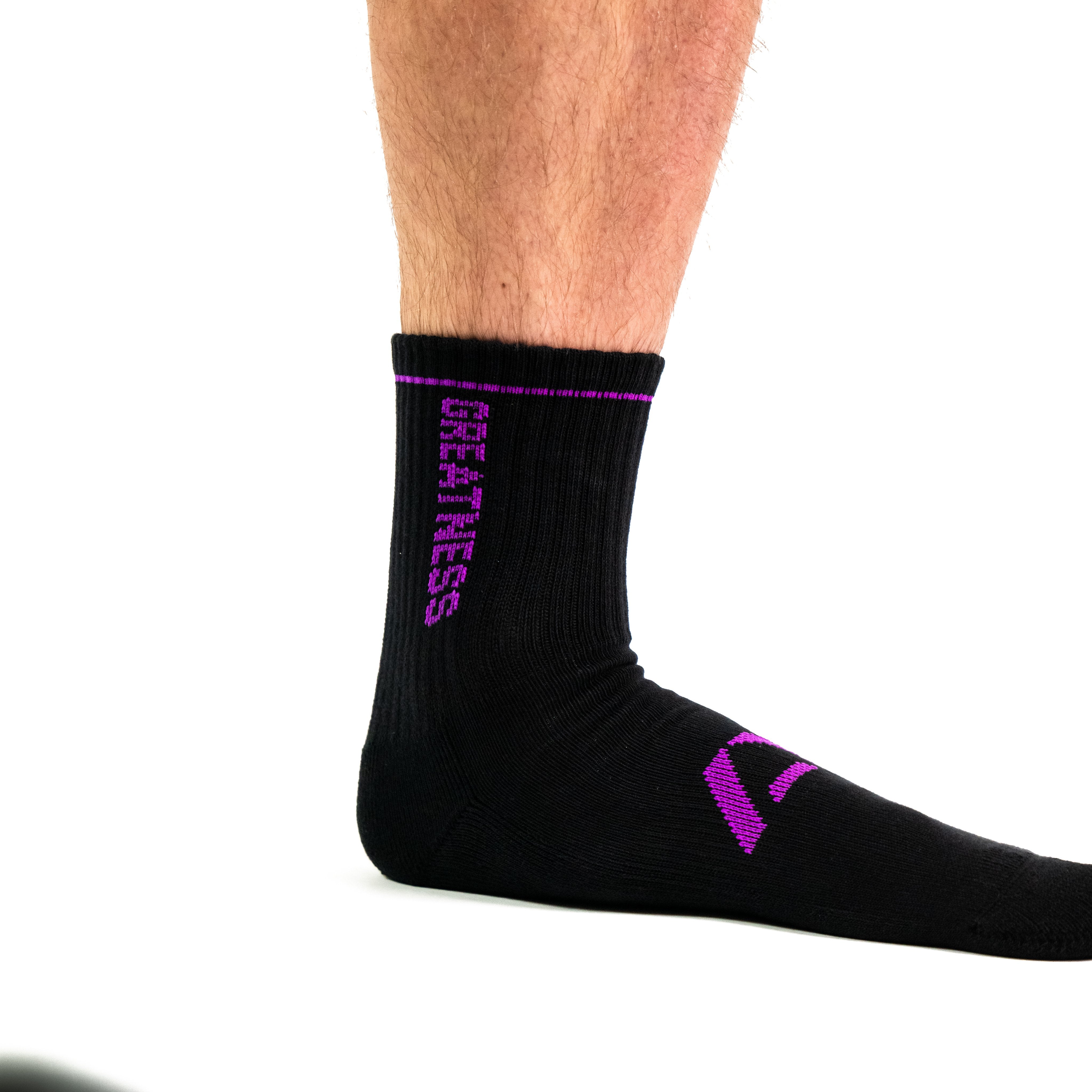 Standout from the crowd in our Purple Crew socks and let your energy show on the platform, in your training or while out and about. Our Crew socks offer a level of comfort like no other through their unique blend of materials and stretch in the places you desire for an ultra comfortable sock.