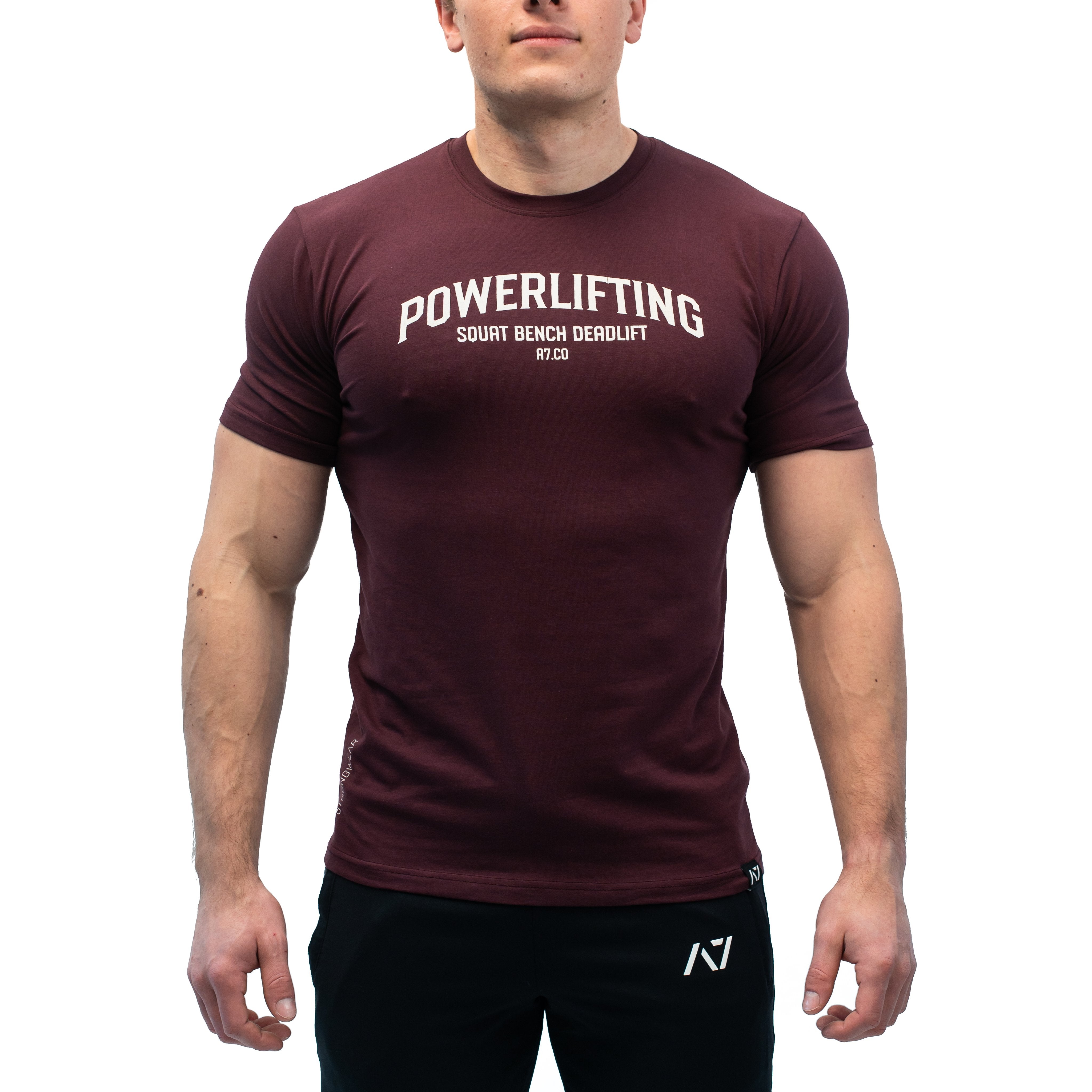  Powerliting Mahogany Bar Grip T-shirt, great as a squat shirt. Purchase  Powerliting Mahogany  Bar Grip tshirt UK from A7 UK. Purchase  Powerliting Mahogany Bar Grip Shirt Europe from A7 UK. No more chalk and no more sliding. Best Bar Grip Tshirts, shipping to UK and Europe from A7 UK. Stealth is our classic black on black shirt design! The best Powerlifting apparel for all your workouts. Available in UK and Europe including France, Italy, Germany, Sweden and Poland