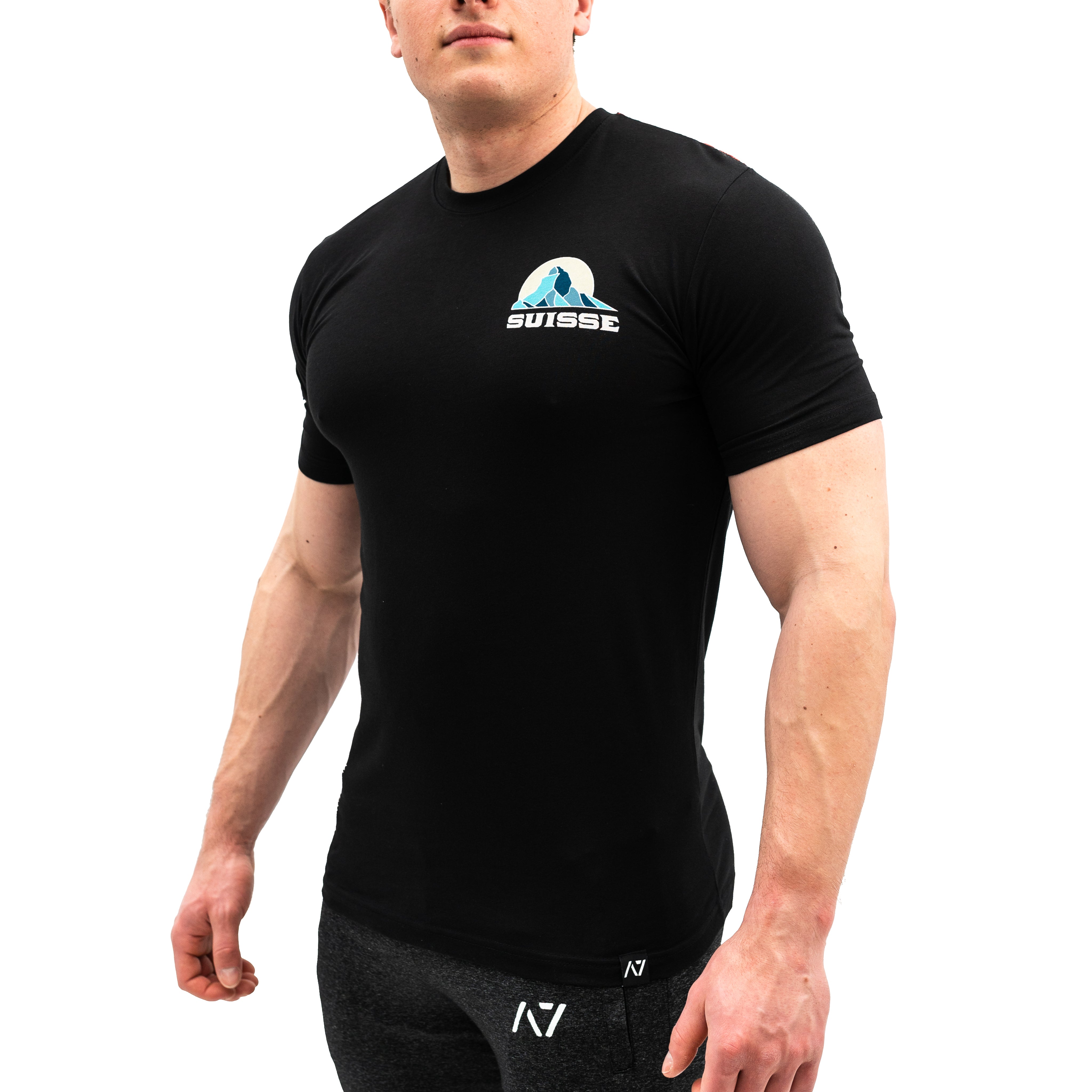 A7 Switzerland Bar Grip T-shirt, great as a squat shirt. Purchase A7 Switzerland Bar Grip Shirt from A7 UK. Purchase Switzerland Bar Grip Shirt Europe from A7 Europe. No more chalk and no more sliding. Best Bar Grip T shirts, shipping to UK and Europe from A7 UK. A7 Switzerland Bar Grip Shirt  great for powerlifting in Switzerland. A7UK has the best Powerlifting apparel for all your workouts. Available in UK and Europe including France, Italy, Germany, the Netherlands, Sweden and Poland.