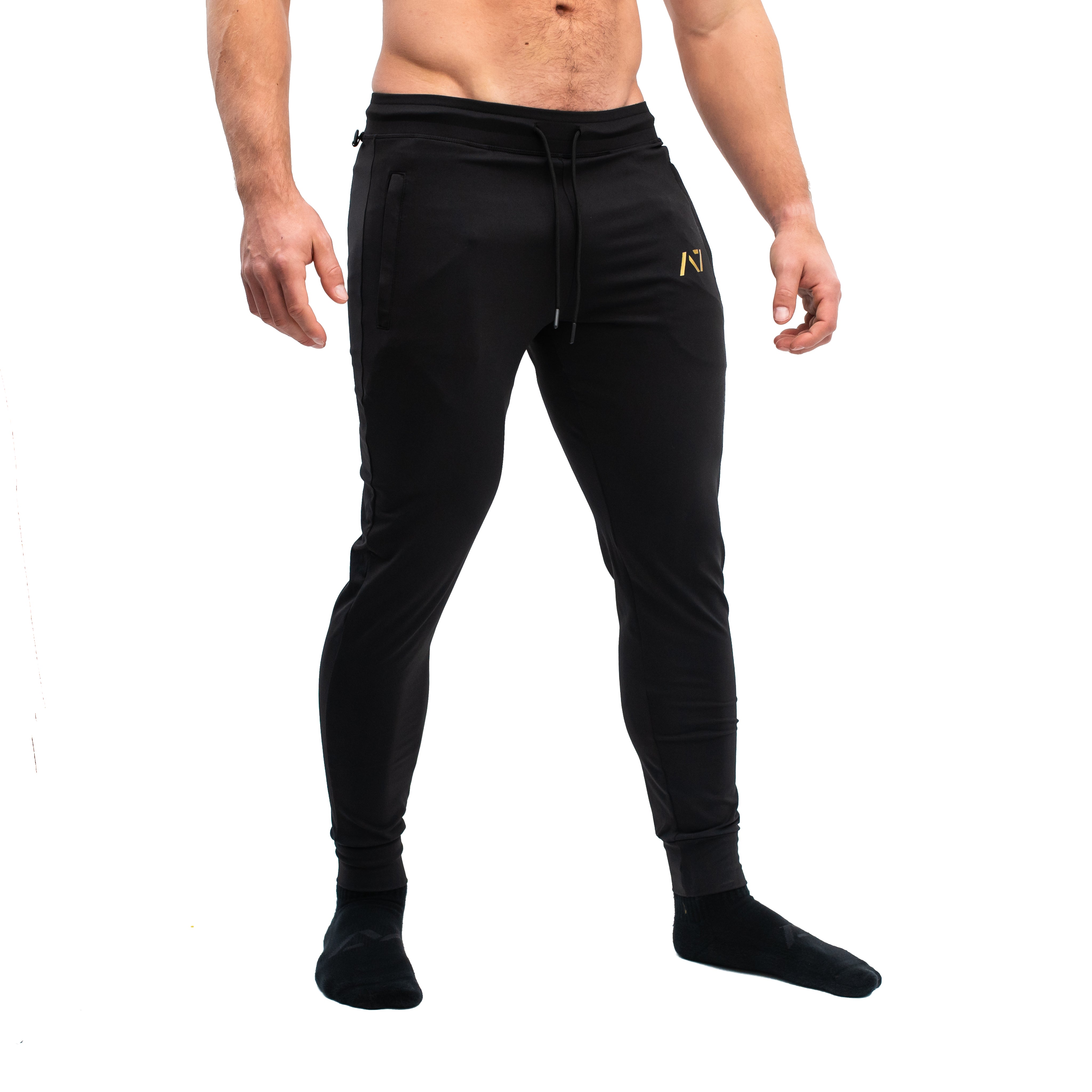 Gold Standard Defy joggers are just as comfortable in the gym as they are going out. These are made with premium moisture-wicking 4-way-stretch material for greater range of motion. These are a great fit for both men and women and offer deep zippered pockets and tapered leg design. Purchase Gold Standard Defy Joggers from A7 UK shipping to UK or A7 Europe shipping to EU.