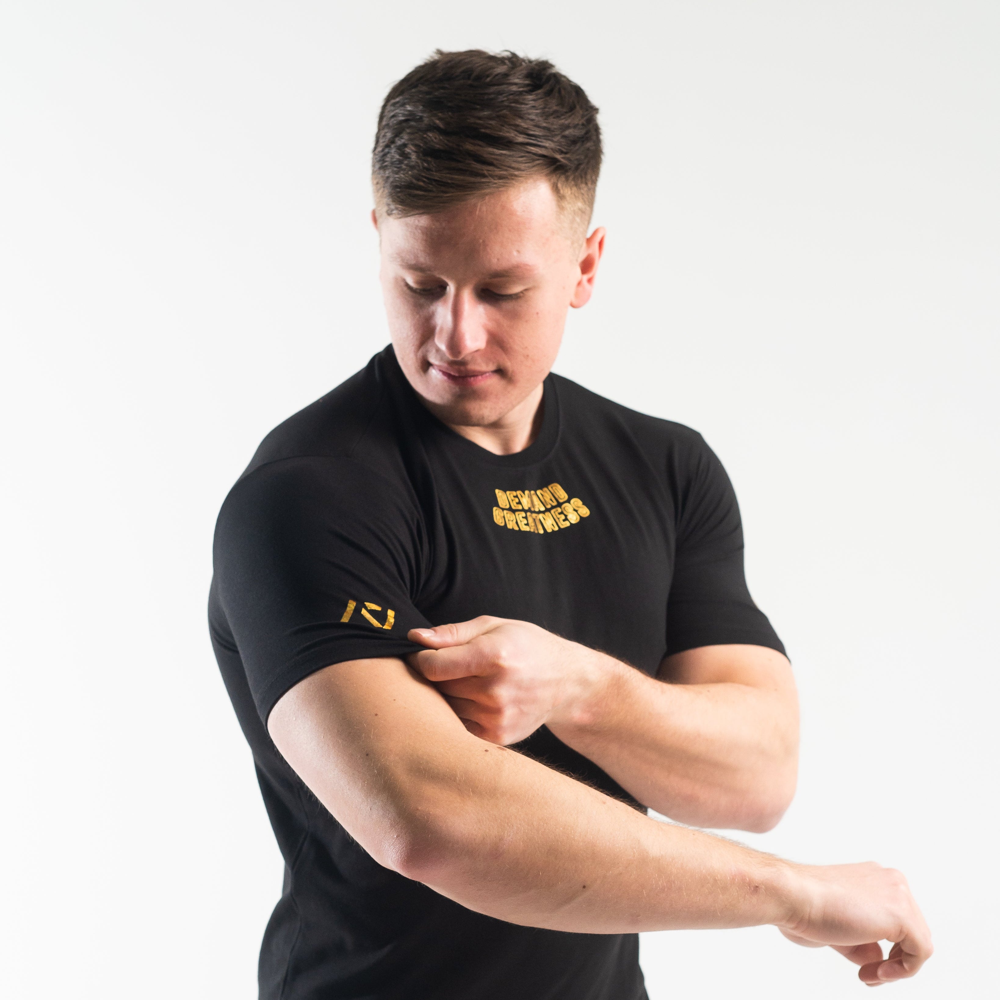 DG23 Gold Standard is our new meet shirt design highlighting Demand Greatness with a double outline font to showcase your impact on the platform. The DG23 Meet Shirt is IPF Approved. Shop the full A7 Powerlifting IPF Approved Equipment collection. The IPF Approved Kit includes Powerlifting Singlet, A7 Meet Shirt, A7 Zebra Wrist Wraps, A7 Deadlift Socks, Hourglass Knee Sleeves (Stiff Knee Sleeves and Rigor Mortis Knee Sleeves). All A7 Powerlifting Equipment shipping to UK, Norway, Switzerland and Iceland. 