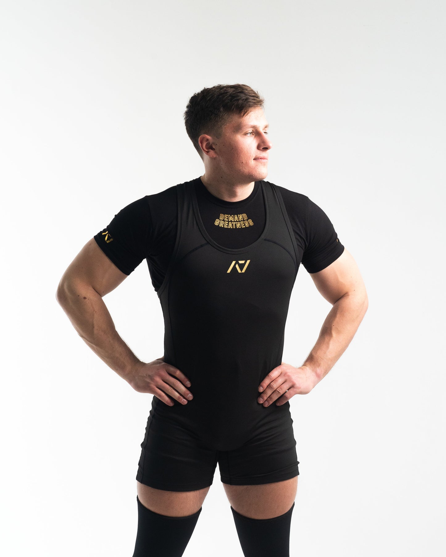 A7 IPF Approved Gold Standard Luno singlet features extra lat mobility, side panel stitching to guide the squat depth level and curved panel design for a slimming look. The Women's cut singlet features a tapered waist and additional quad room. The IPF Approved Kit includes Luno Powerlifting Singlet, A7 Meet Shirt, A7 Zebra Wrist Wraps, A7 Deadlift Socks, Hourglass Knee Sleeves (Stiff Knee Sleeves and Rigor Mortis Knee Sleeves). All A7 Powerlifting Equipment shipping to UK, Norway, Switzerland and Iceland.