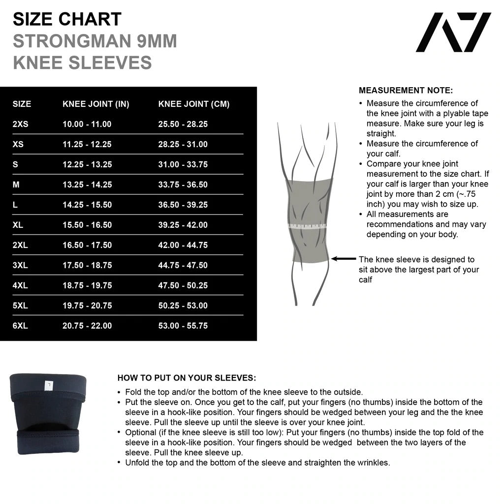 Strongman Knee Sleeves - 9mm - Black/ Reflective